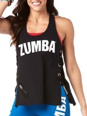 Zumba Keep Dancing Laced Up Tank - Bold Black Size M